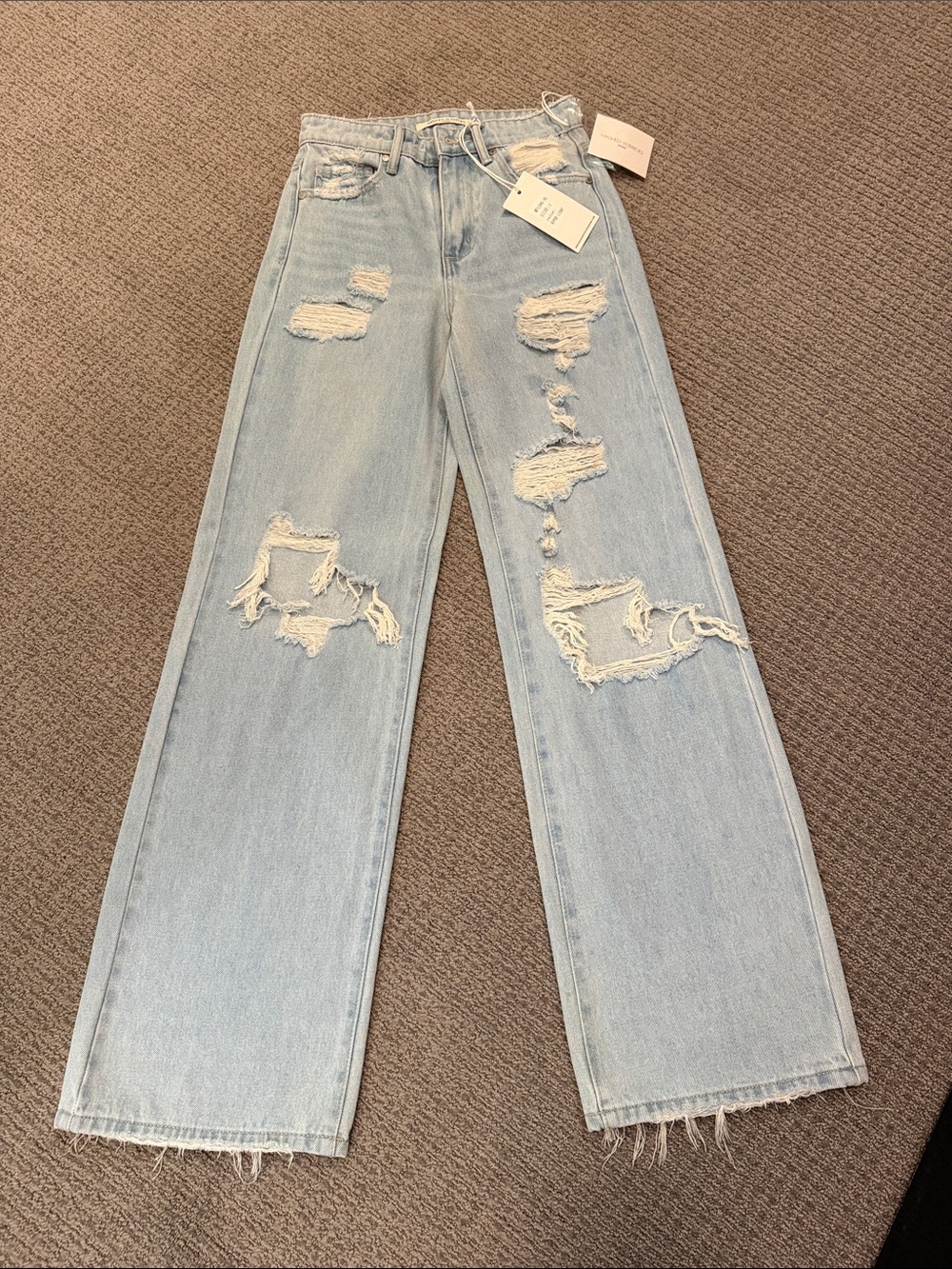 Mashed Potato Denim Distressed Wide Leg Jean